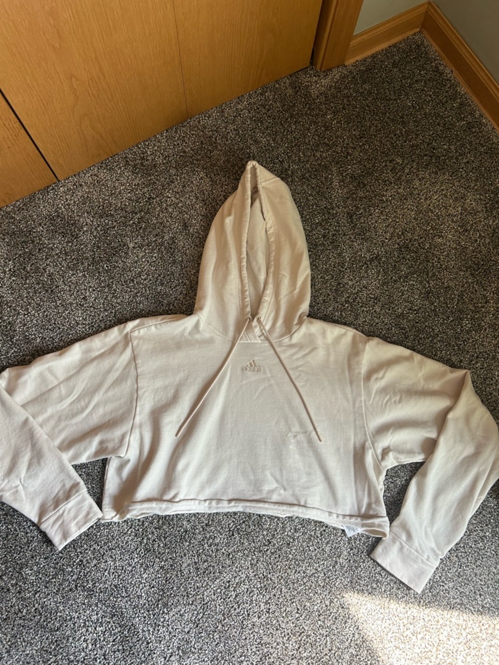 adidas Cream Cropped Hoodie